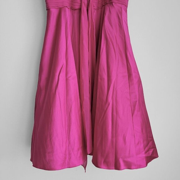NWT Aidan Mattox Silk Hot Pink Sweetheart Neckline Cross Back Straps Dress - Picture 11 of 12